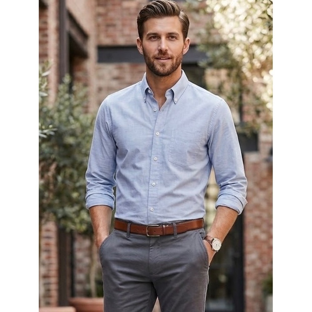 J.Crew Mens Slim Fit Oxford Shirt Small Light Blue Button Down Long Sleeve